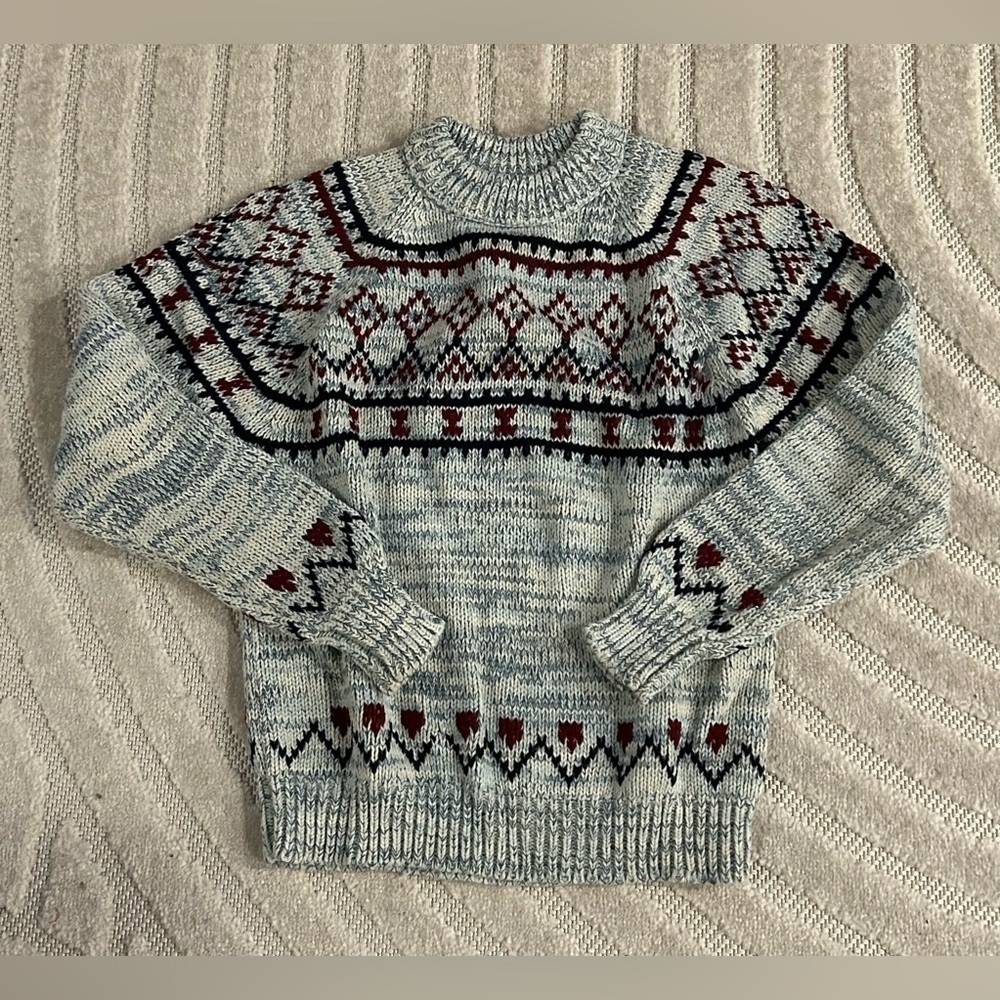 Vintage Acrylic Grandpa Winter Holiday Print Sweater - M